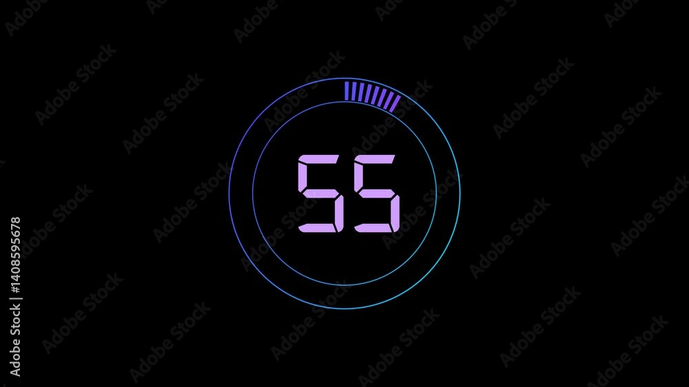 A one-minute countdown animation, transitioning from 60 to 0 seconds. 4K resolution with an alpha channel. Flat design style, set against a dark background, featuring smooth animations. A one-minute countdown animation, transitioning from 60 to 0 seconds. 4K resolution with an alpha channel. Flat design style, set against a dark background, featuring smooth animations.