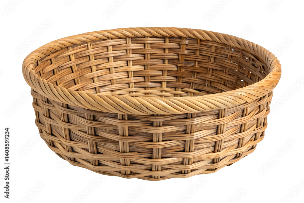 Rustic Bamboo Wicker Basket, Natural Straw Weave, Handcrafted Rattan Container Rustic Bamboo Wicker Basket, Natural Straw Weave, Handcrafted Rattan Container