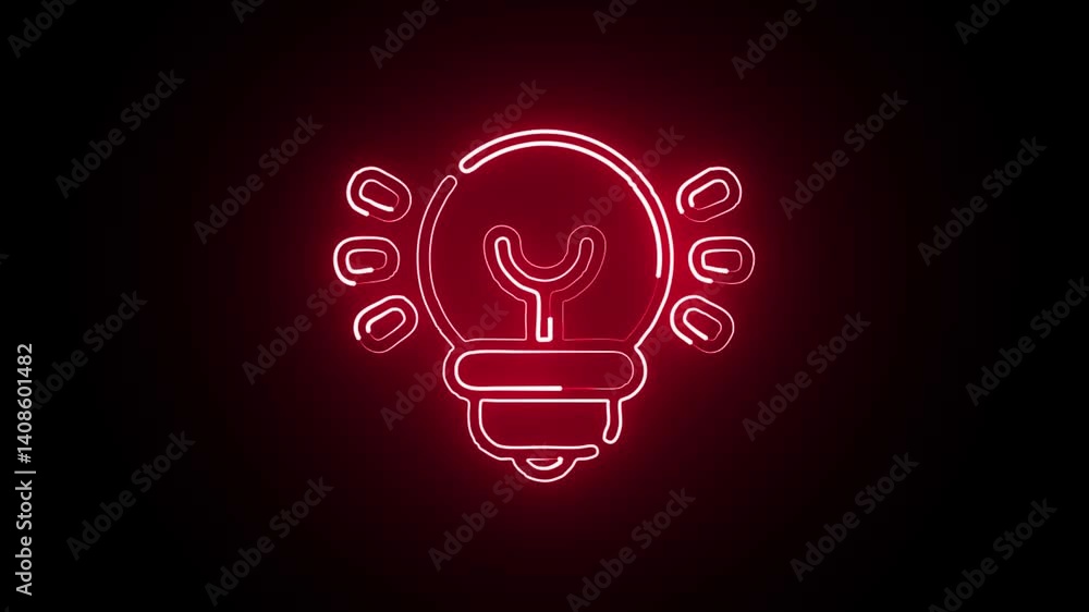 glowing neon idea icon isolated, black background, HD motion graphic animation glowing neon idea icon isolated, black background, HD motion graphic animation