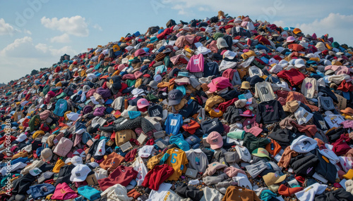 Landfills filled with designer clothing. A bold visual critique of fast fashion, overconsumption, and environmental impact.