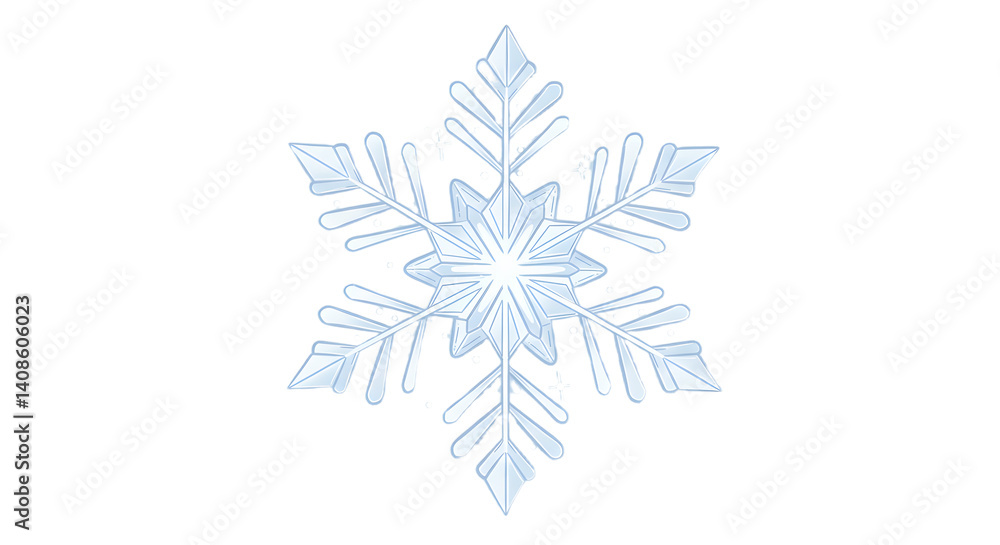 Fototapeta premium Stylized Snowflake on Light Blue Background Winter Design