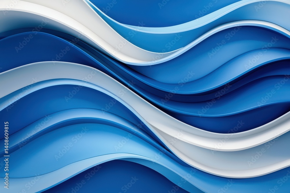 Obraz premium Abstract blue wave patterns creating a calming visual flow.