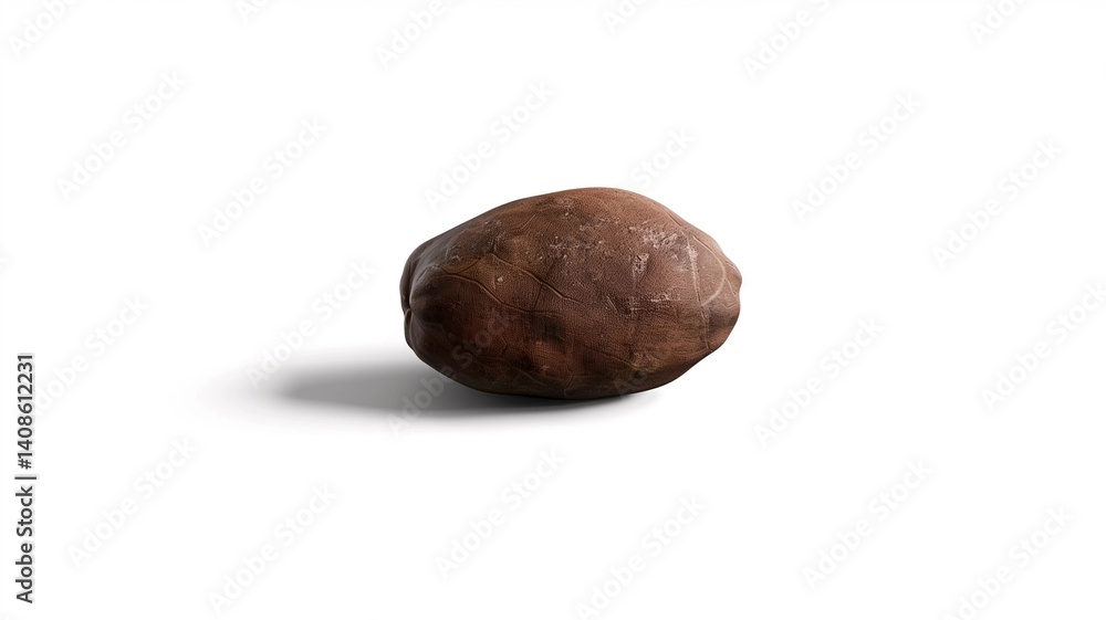 Photorealistic image of a dark nut single on a white background Photorealistic image of a dark nut single on a white background