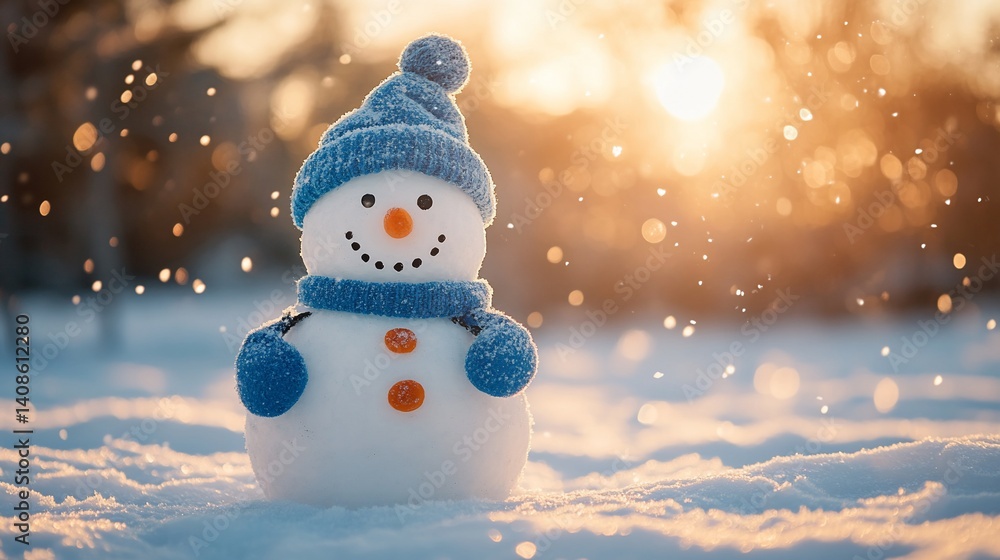 Fototapeta premium Snowman in winter scene (2)