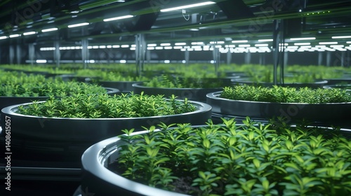 Ai controlled underground farming glowing bioluminescent crops futuristic agriculture