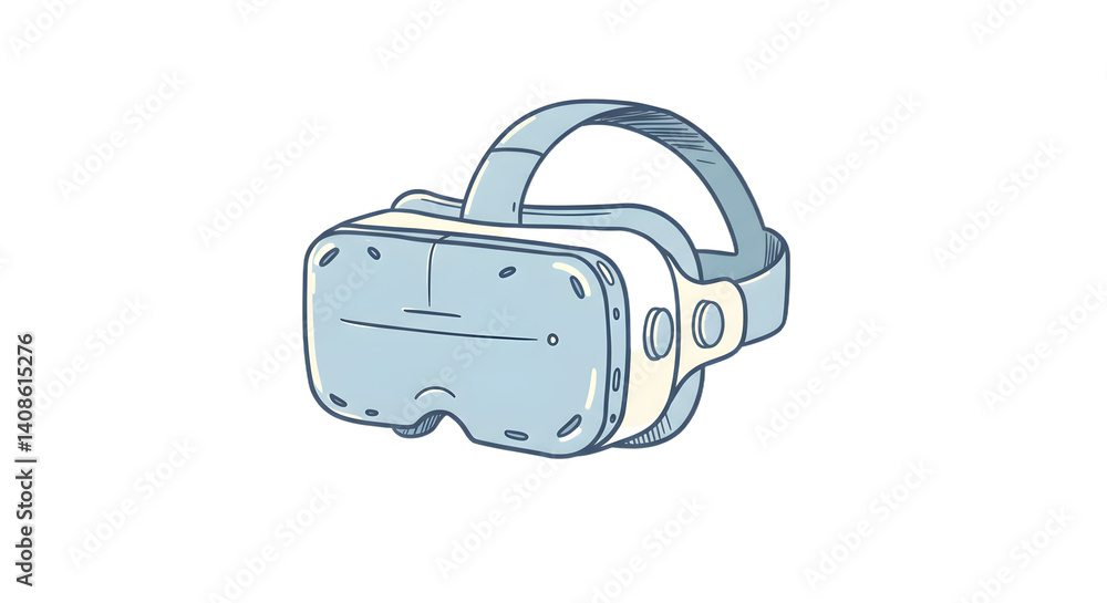 Drawing of Virtual Reality Headset on Light Background Drawing of Virtual Reality Headset on Light Background