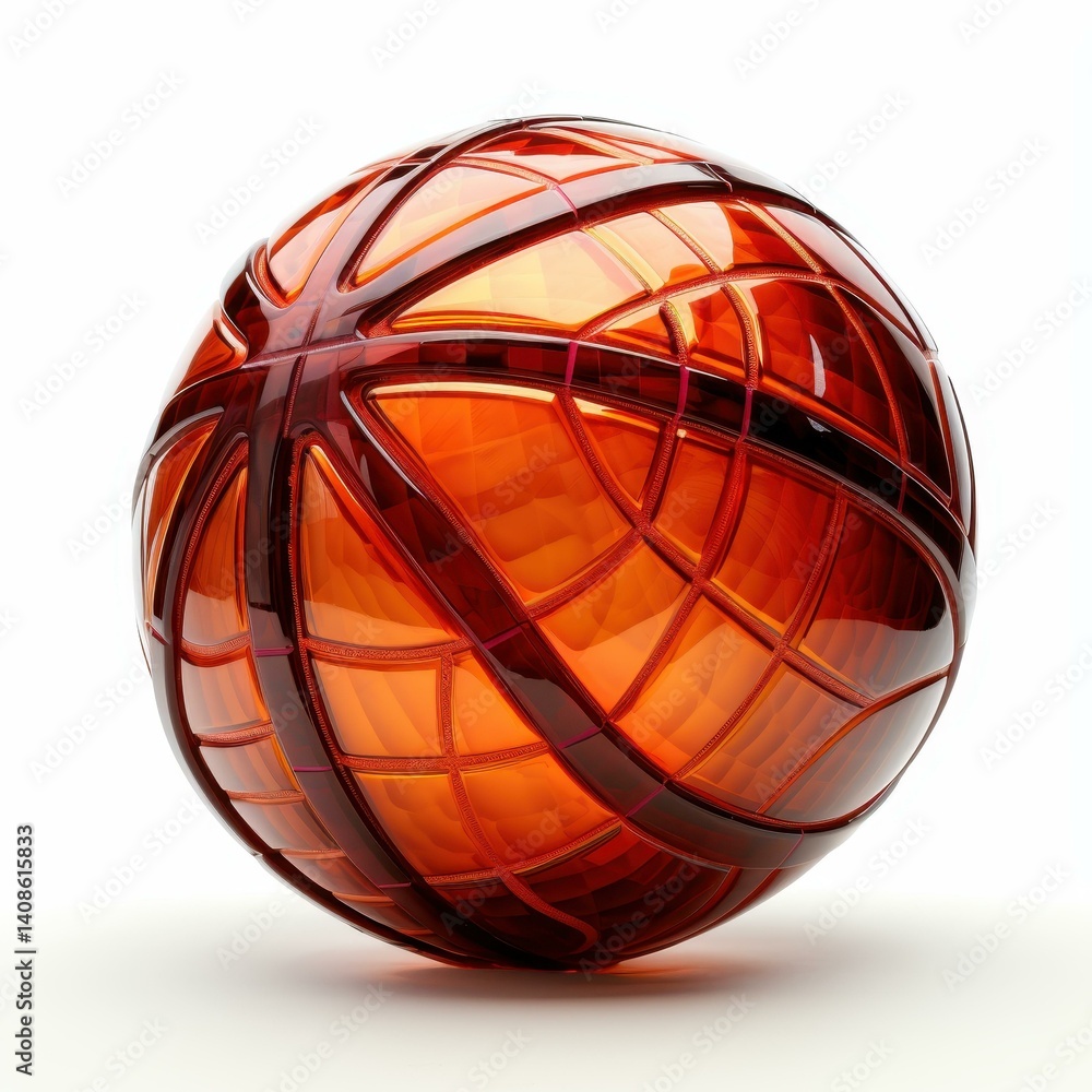 Fototapeta premium A sleek, di cut image of a basketball, showcasing its textured surface and classic orange hue on a clean white backdrop.