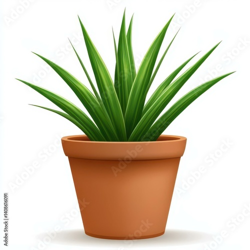 Wallpaper Mural A vibrant green plant sits in a sleek pot, showcasing natural beauty against a clean white backdrop. Torontodigital.ca