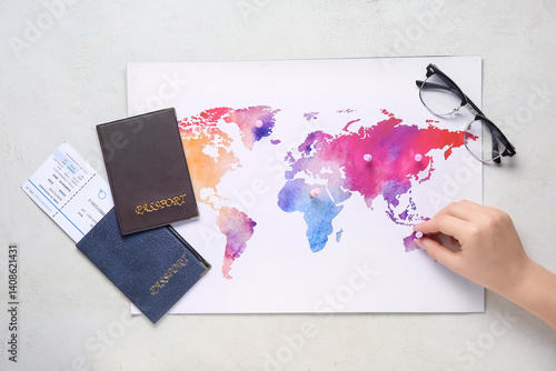 Woman with pin, passports a...