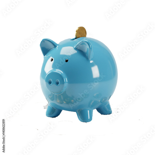 piggy bank and money coin savings isolated on white background 
