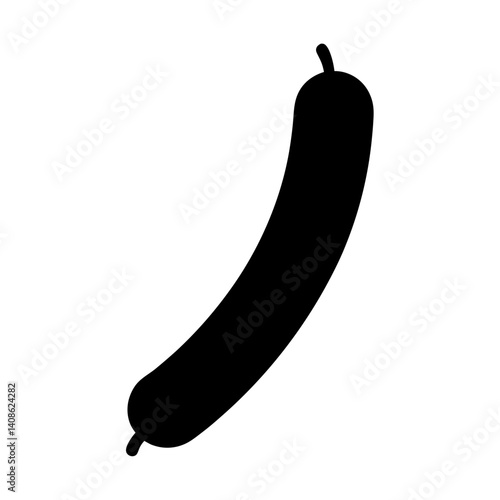 A Simple Black Silhouette of a Single Sausage Illustration