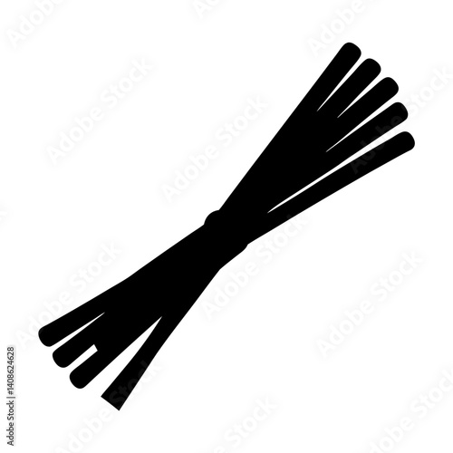 Black and white illustration of a bundle of stalks or sticks tied together
