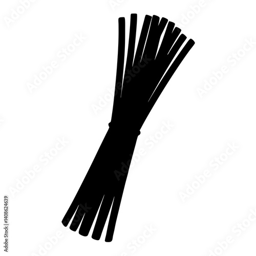 Black silhouette of a bunch of lemongrass stalks tied together
