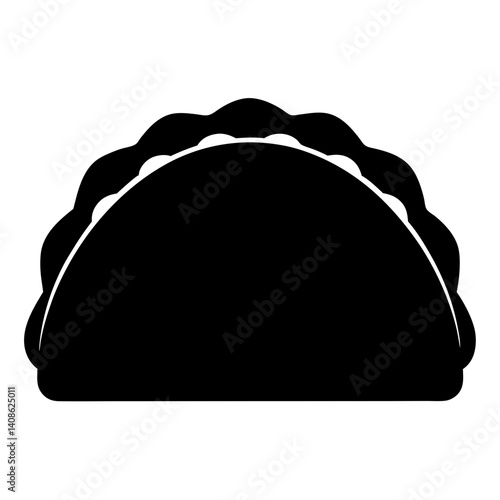 A Simple Black and White Silhouette Illustration of a Delicious Taco