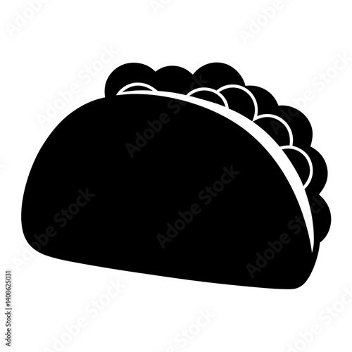 A Simple Black and White Illustration of a Delicious Taco