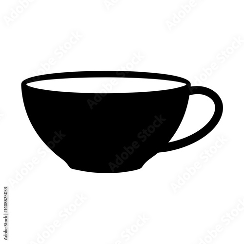 A simple black silhouette of a teacup a mug a cup for coffee or tea