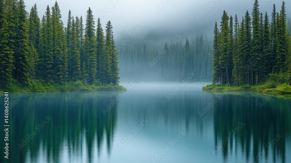 Misty Mountain Lake Serenity: A Breathtaking Reflection of Nature's Tranquility Misty Mountain Lake Serenity: A Breathtaking Reflection of Nature's Tranquility