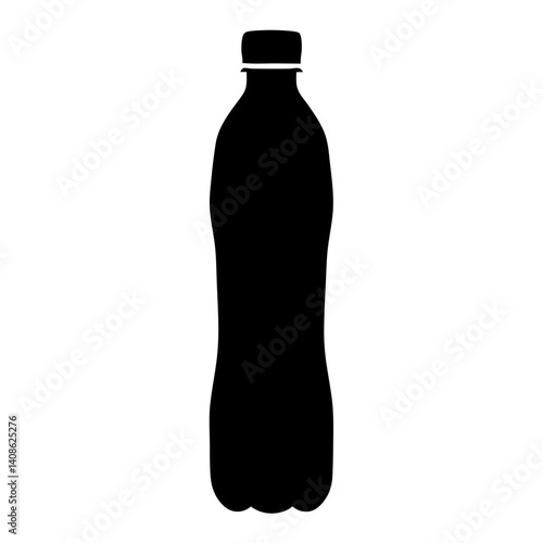 Black silhouette of a plastic bottle for water or soda