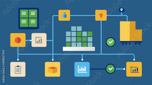 A supply chain data matrix displaying realtime information on production costs lead times and inventory levels to aid in decisionmaking.. Vector illustration