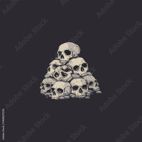 pile of skulls design vector template illustration
