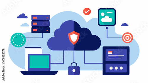 Cloud storage ensuring that all data is securely stored and accessible even in the event of hardware or connectivity issues.. Vector illustration