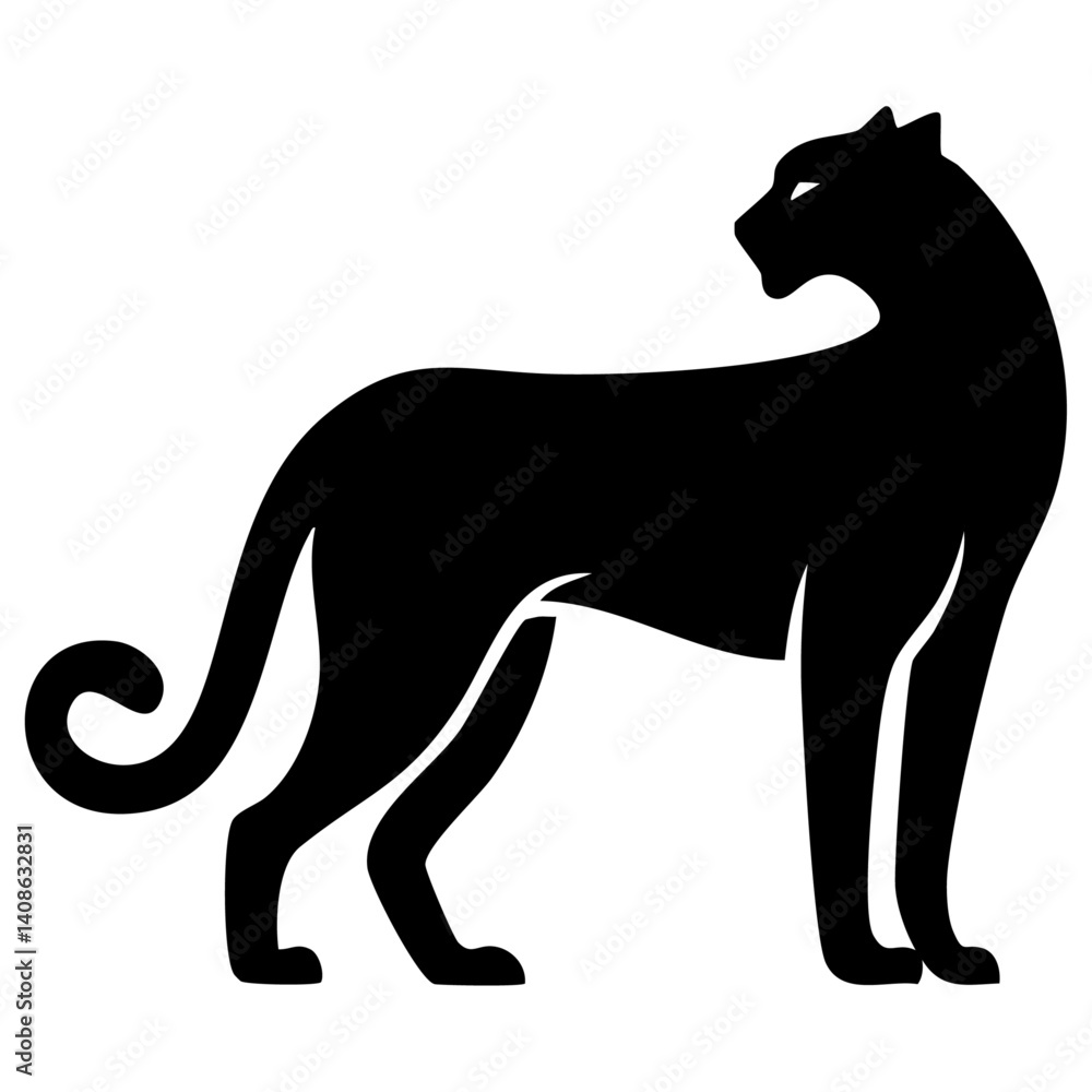 Obraz premium Cheetah Logo - Minimalist Flat Simple Black Silhouette Logogram for Brand Identity