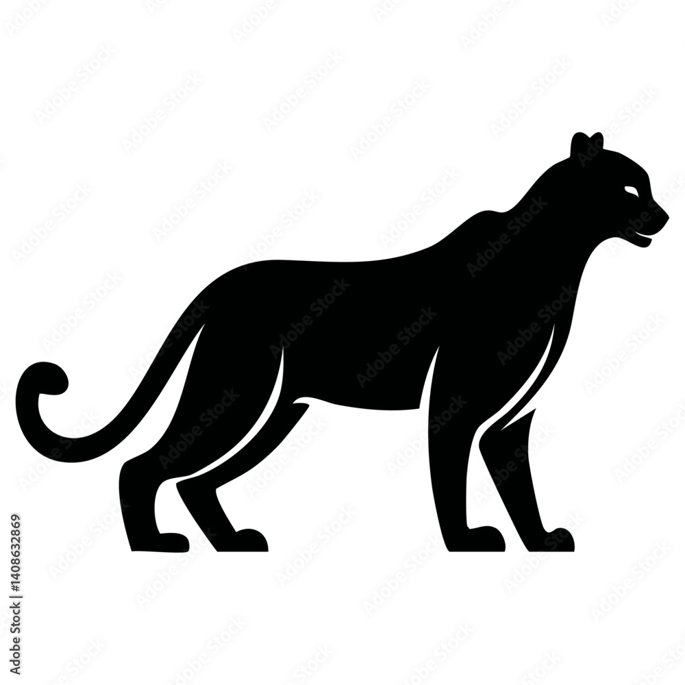 Obraz premium Cheetah Logo - Minimalist Flat Simple Black Silhouette Logogram for Brand Identity 