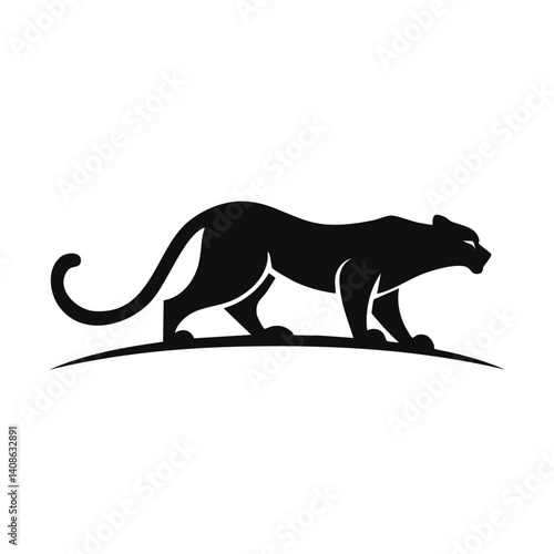 Cheetah Logo - Minimalist Flat Simple Black Silhouette Logogram for Brand Identity
