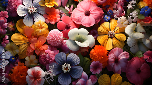 Wallpaper Mural flowers in multi colors from a garden background poster decorative painting  Torontodigital.ca