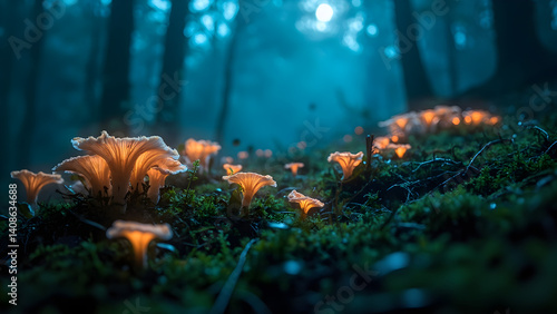 Glowing Mushrooms in Enchanted Forest