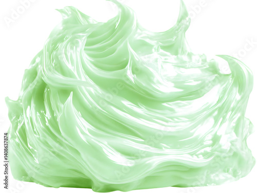 Abstract Creamy Texture In Glossy Green Isolated On Transparent Background