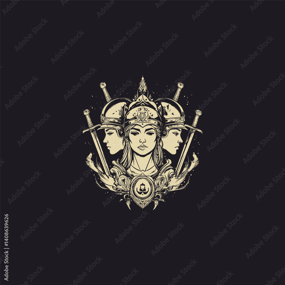 Fototapeta premium queen warrior design vector template illustration