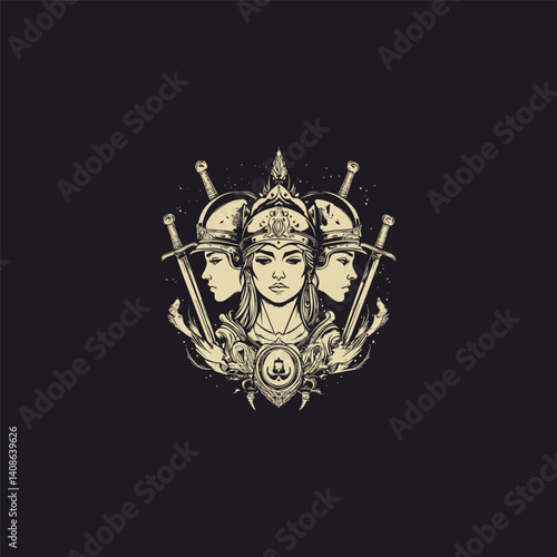 queen warrior design vector template illustration