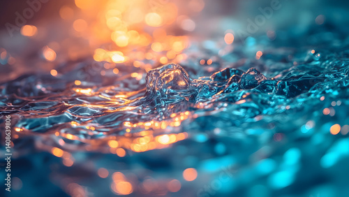 Vibrant Abstract Water Surface with Colorful Bokeh
