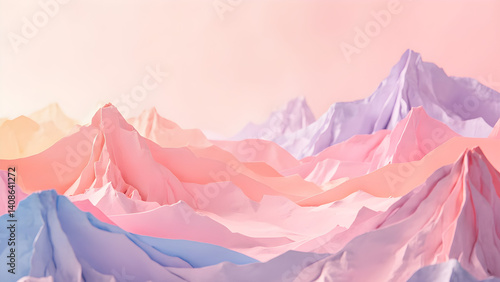 Dreamy Pastel Mountain Landscape