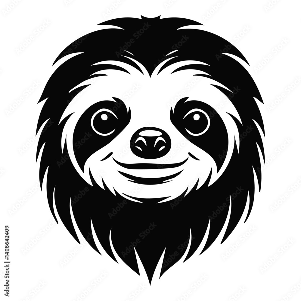 Fototapeta premium Sloth Logo - Minimalist Flat Simple Black Silhouette Logogram for Brand Identity 