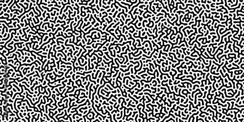 Organic seamless patterns with rounded lines Diffusion reaction background. Monochrome background of natural organic forms motion. Overlay template abstract Turing organic wallpaper background.