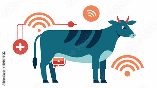 Livestock Welfare Automated systems that detect and respond to any distress signals or signs of discomfort in cows improving their overall welfare and reducing stress.. Vector illustration