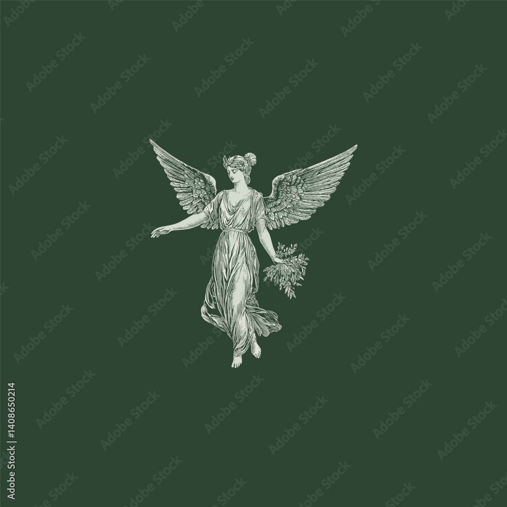 Fototapeta premium Winged goddess design vector template illustration