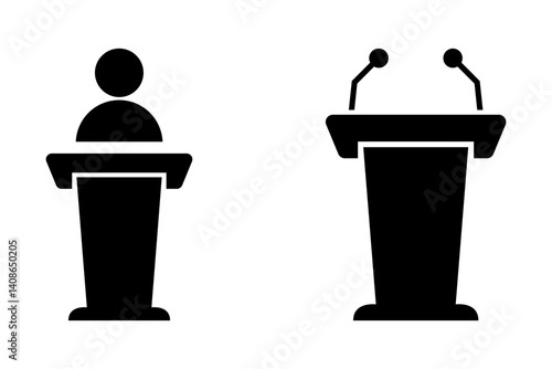 flat style stage podium icon template. Speaker Icon