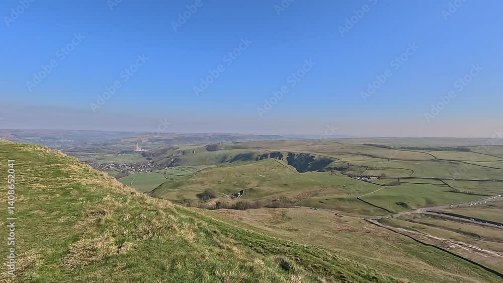 Mam Tor Aerial drone perspective Mountain Ridges In Hope Valley, Peak District National Park, Derbyshire, Northern Midlands of England. Mam Tor Aerial drone perspective Mountain Ridges In Hope Valley, Peak District National Park, Derbyshire, Northern Midlands of England.