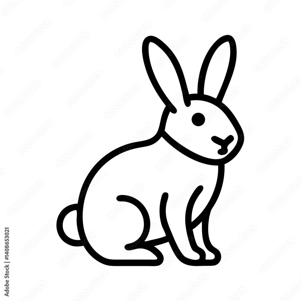 Fototapeta premium Line art rabbit icon for Easter designs, wildlife education, pet care services, or animal-themed children’s content