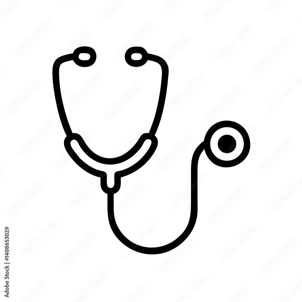 Minimal stethoscope icon for healthcare branding, medical services, hospital signage, or doctor appointment booking platforms Minimal stethoscope icon for healthcare branding, medical services, hospital signage, or doctor appointment booking platforms