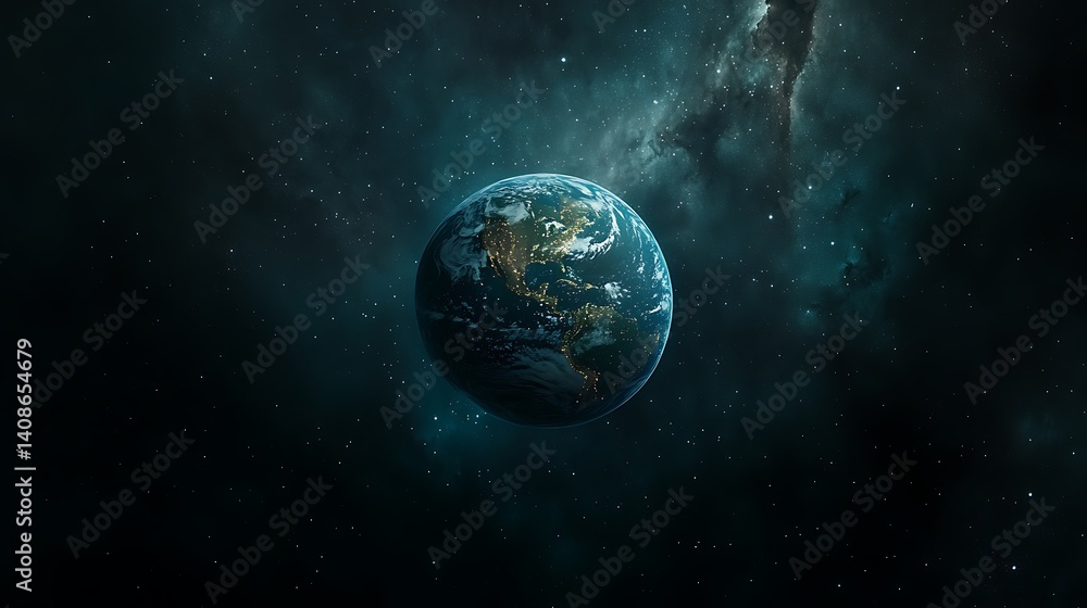 Obraz premium Earth, space, nebula, night, planet, cosmic, background, wallpaper, universe, exploration