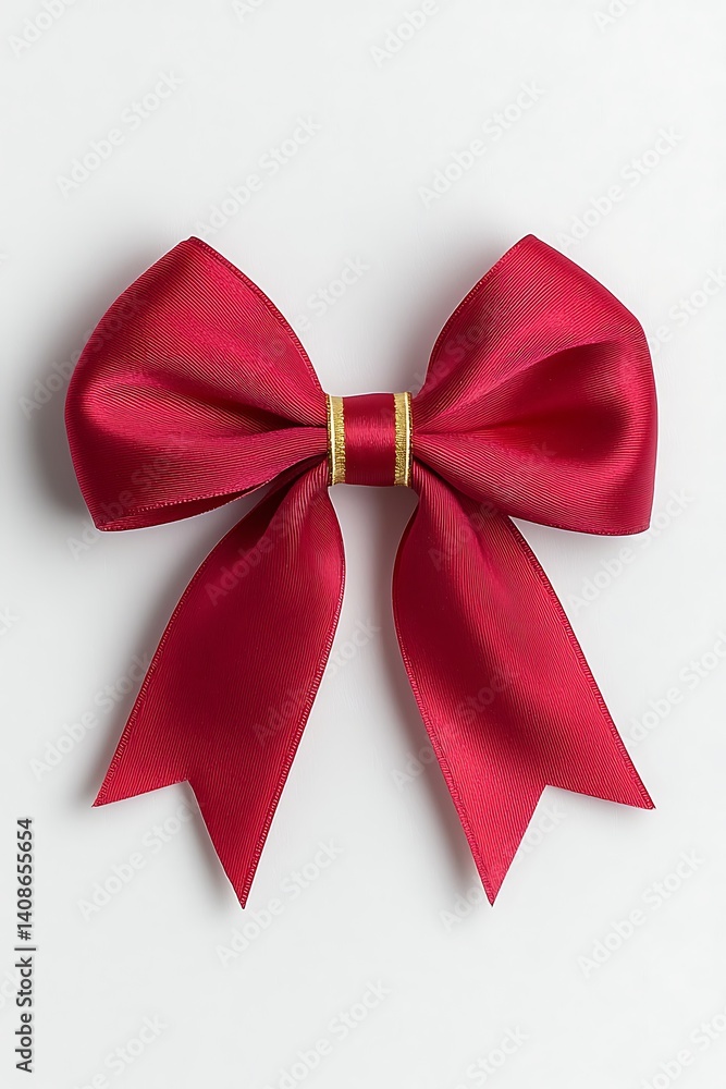 Fototapeta premium Red Ribbon Bow, Flatlay