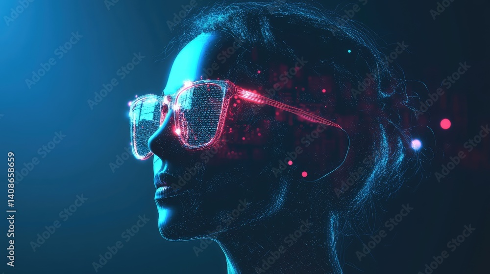 A woman's face is shown in a computer generated image A woman's face is shown in a computer generated image
