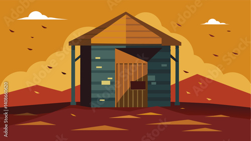 Once a vital structure for storing surplus food the rundown granary now served as a somber emblem of our depleted food reserves.. Vector illustration