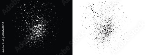 Set of black and white color paint ink brush stroke bleeding vector