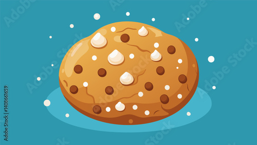 Chewy chocolate chip cookies stuffed with gooey dulce de leche and sea salt flakes.. Vector illustration