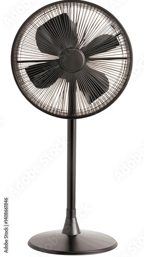 Obraz na płótnie Isolated Black Electric Fan on Transparent Background Object Photo w salonie